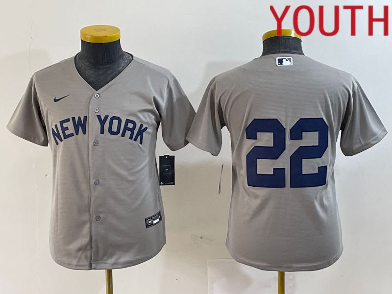 Youth New York Yankees #22 No name Grey Nike Game 2024 MLB Jersey style 7->women mlb jersey->Women Jersey